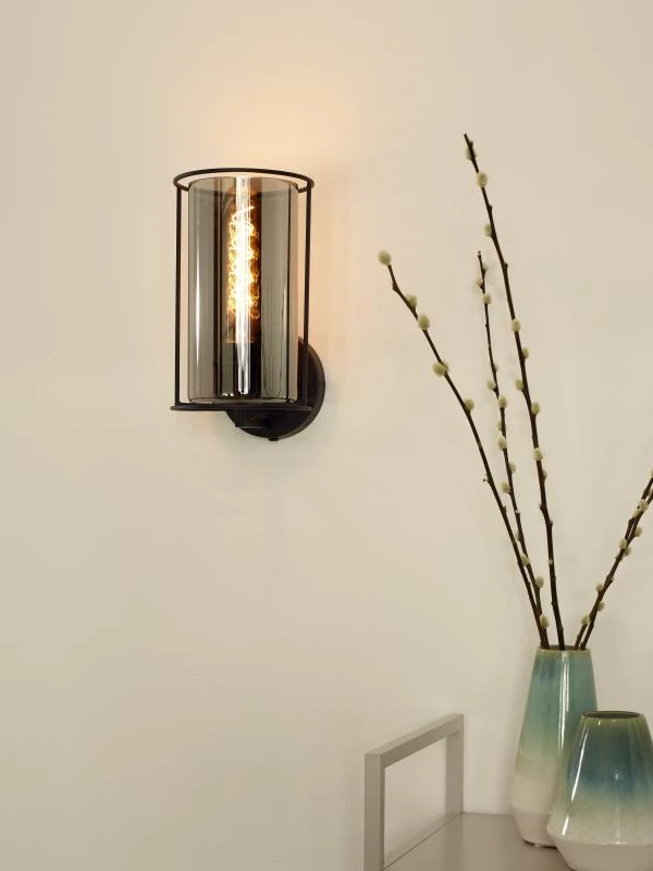 Lucide DOUNIA - Applique murale - Ø 15 cm - 1xE27 - Noir - ambiance 1